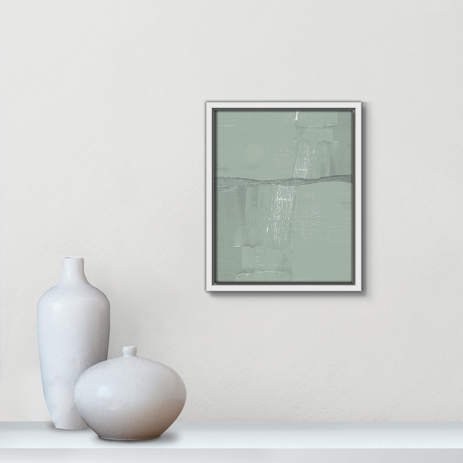 Attica "Sage Abstract" Print, 11.5" H x 9.5" W x 2" D, White 
