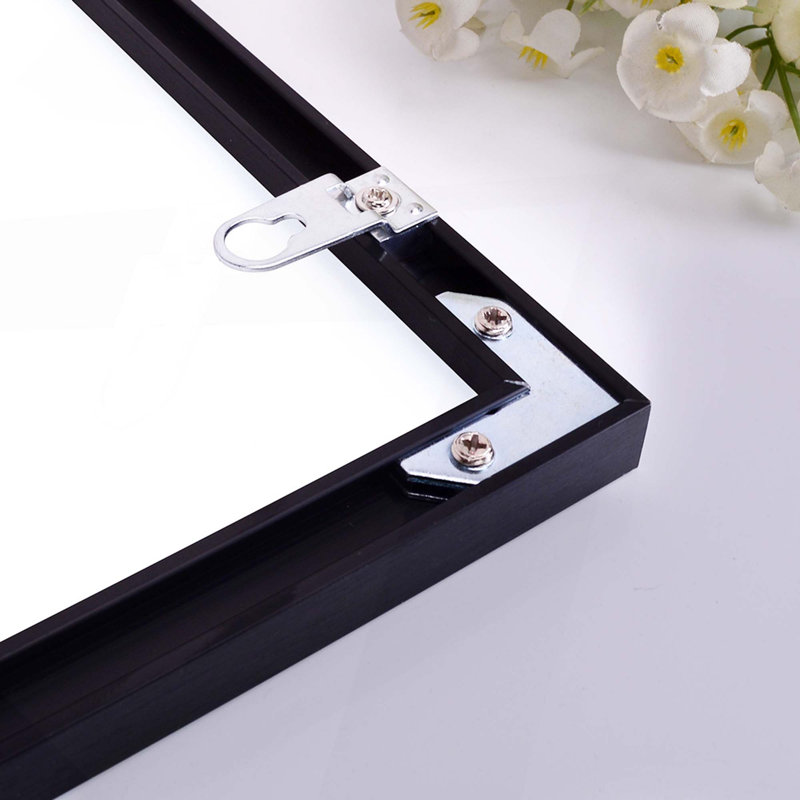 Oversized Vertical Horizontal Hanging Aluminum Framed Bathroom Wall Mount Mirror For Bedroom, Living Room, 24" x 36", Black