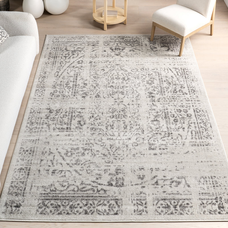 Etasha Vintage Traditional Medallion Gray Area Rug, Rectangle 12' x 15'