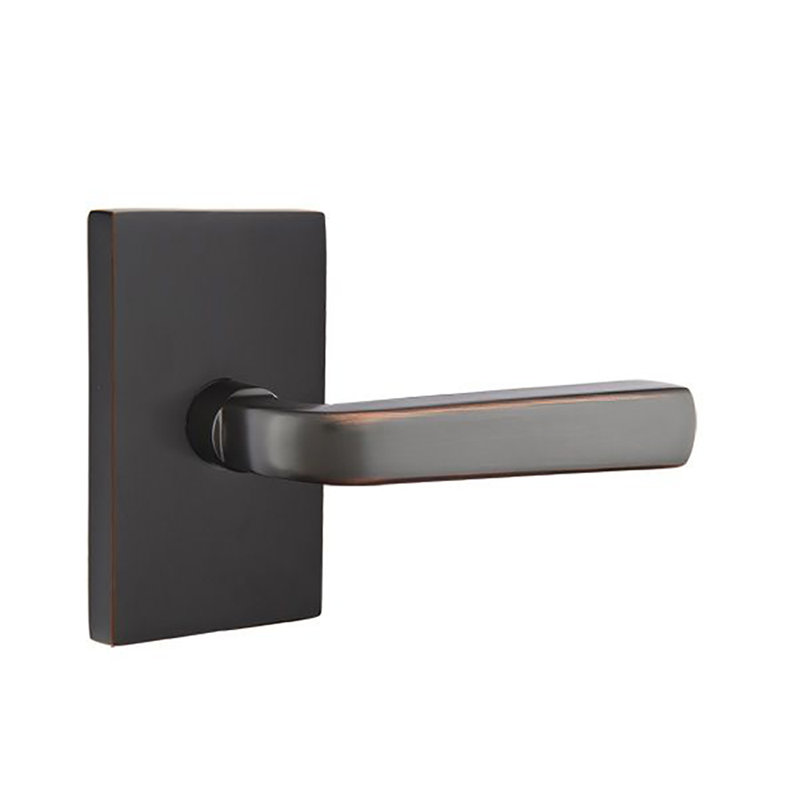 Sion Flat Passage (Hall & Closet) Door Lever with Rectangle Rosette, Oil Rubbed Bronze, Right
