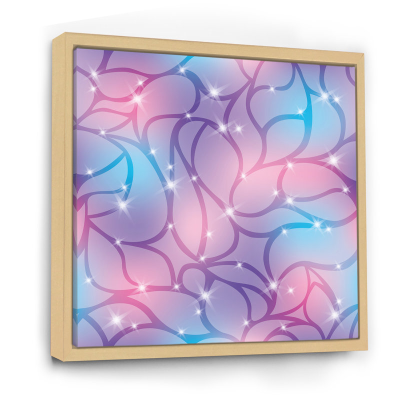 Violet et mauve abstrait avec étincelles - Impression sur toile, H 16 po x l 16 po x P 1 po, Cadre flottant en érable