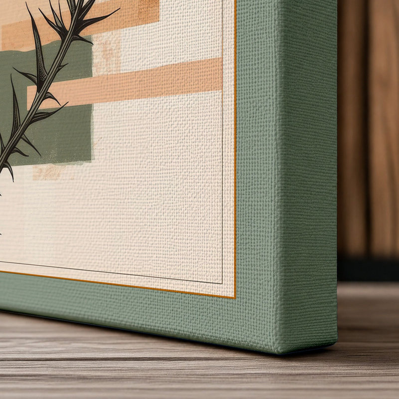 Thistle in Geometry Botanical - Wrapped Canvas, 36x24 - 91.4 x 61.0 cm, Sage Border