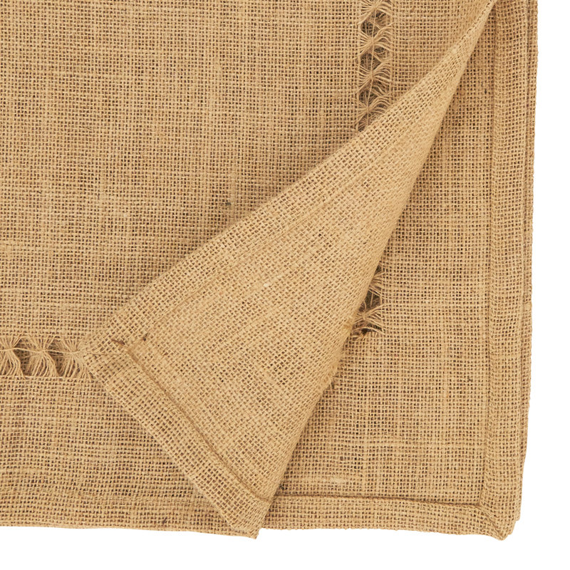 Earthy Refinement Jute Hemstitch Table Runner, Natural