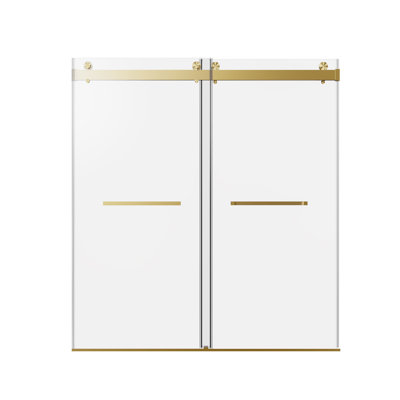 56-60.in W X 76.in H Double Sliding Frameless Soft-close Shower Door With Premium (8mm)thick Tampered Glass