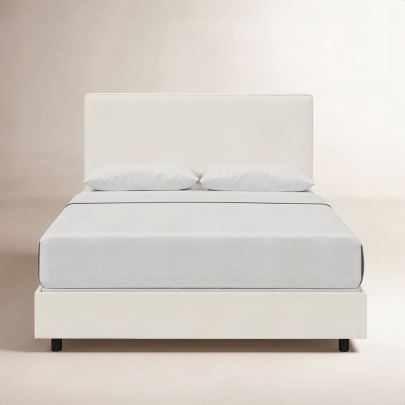 Lit tapissier standard en coton Marquise, Grand, Lin blanc texturé Zuma