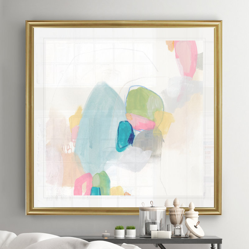'Candy Jacket II' - Painting Print on Canvas, Framed Print with Mat, 34.5" H x 34.5" W, Gold