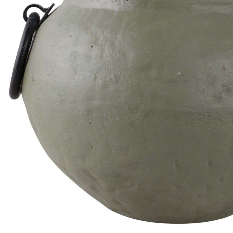 Pottery And Ecomix Vase With Handles Boho Style Decorative Modern Accent Vessel For Versatile Display, Green