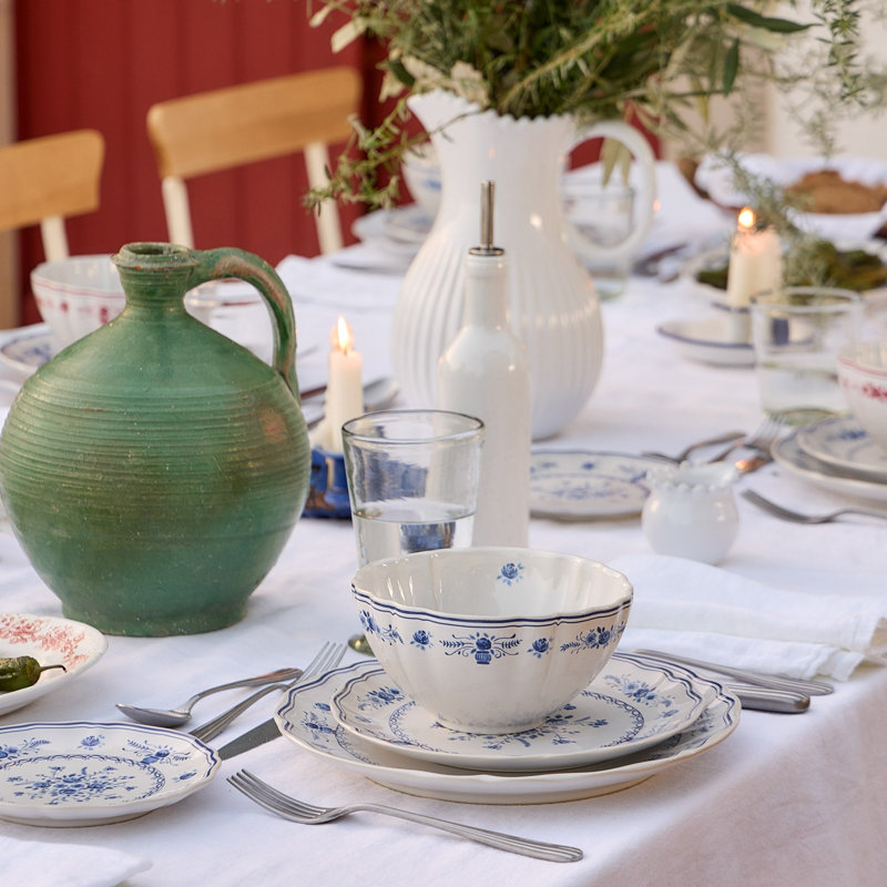 Vila Salad Plates, White/Blue