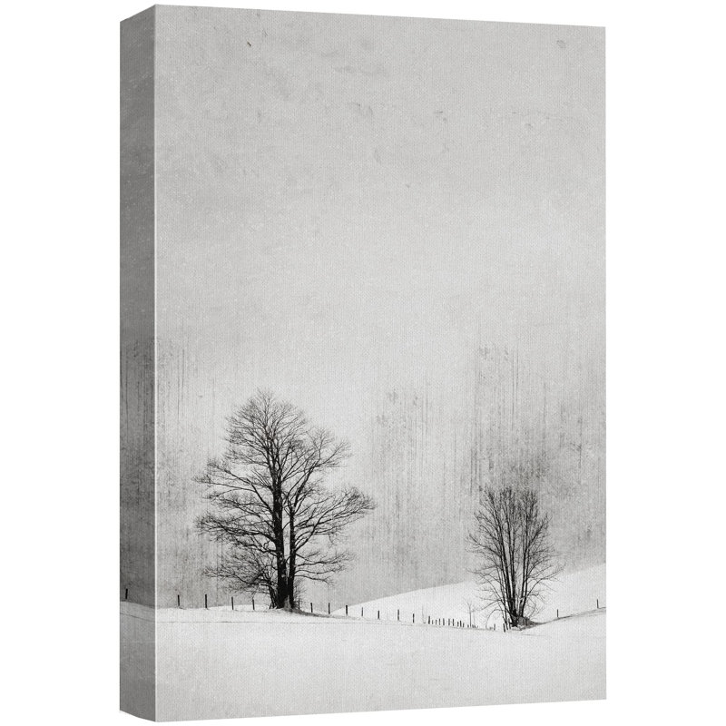 " Winter Snow Pastel Birch Trees ", Wrapped Canvas, 24" H x 16" W