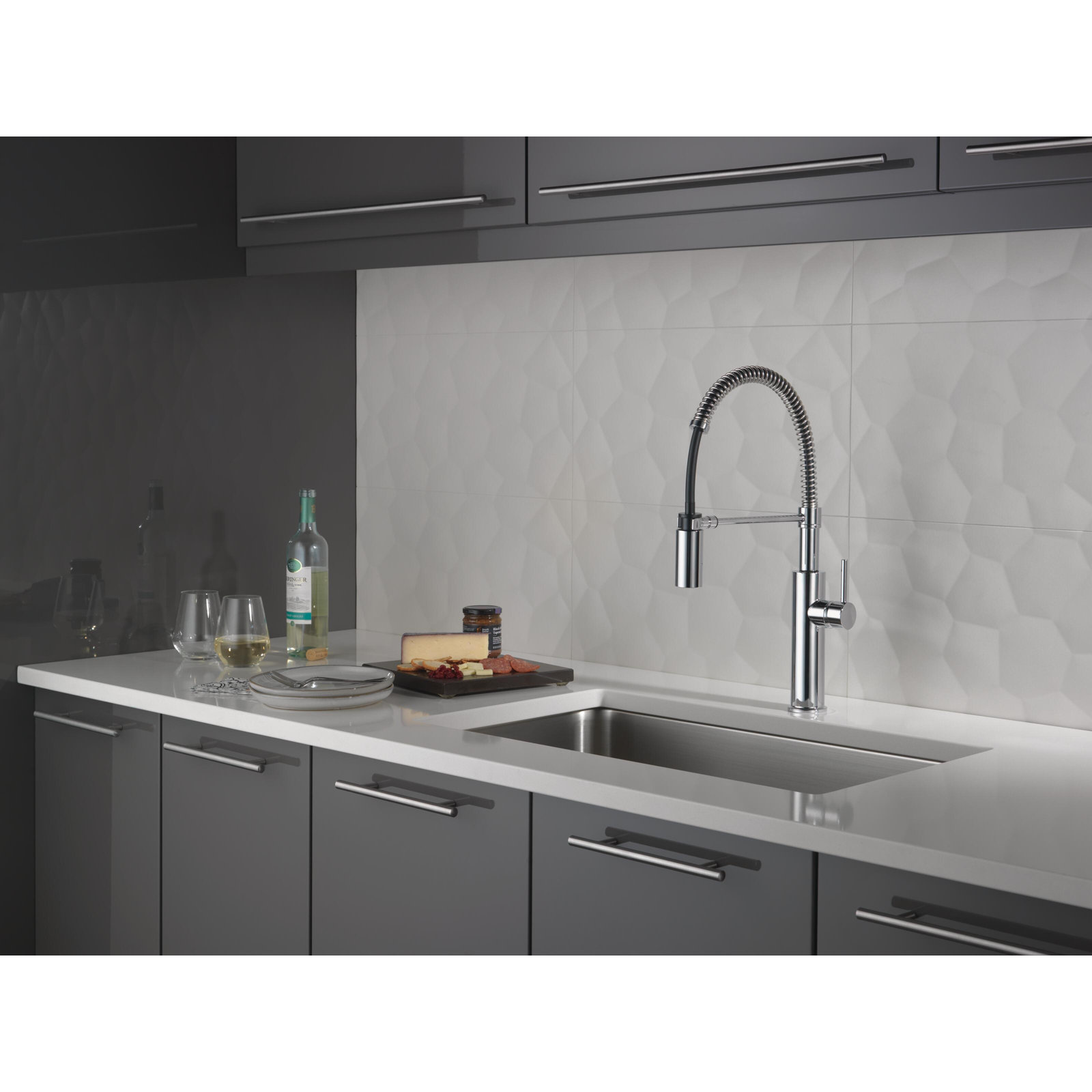 Antoni Commercial Pull-Down Kitchen Faucet, Chrome