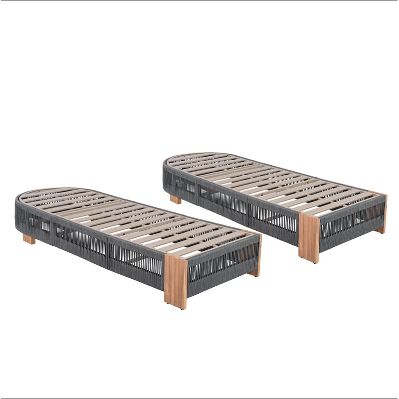 Outdoor  Acacia Wood Patio Adjustable Lounge Chair Set Of 2- Uncushioned For Backyard Pool Garden, Gray/Teak, 2