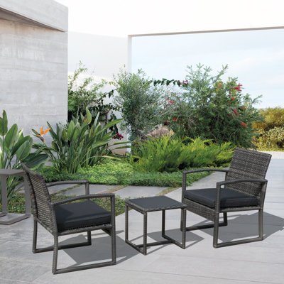 Auburntown Premium All-Weather Wicker 2 - Person Patio Conversation Sets with Cushions