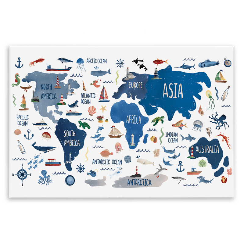 Art mural carte nautique par Carrie Cantwell, H 10 po x l 15 po