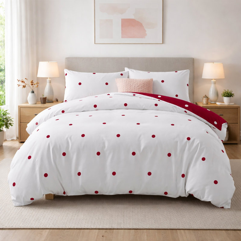 Microfiber Polka Dots Duvet Cover Set, DOUBLE