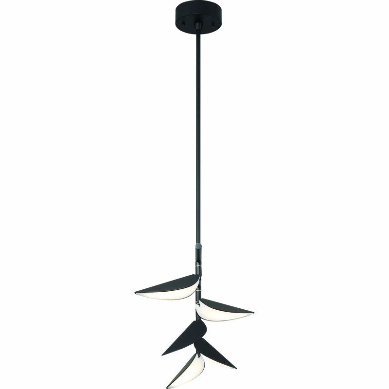 5-Light Black Linear Integrated LED Chandelier, 5 Lights, 52.25" W