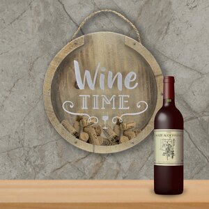 12" Round Wine Time Cork Collector Wooden Hanging Wall Decoration