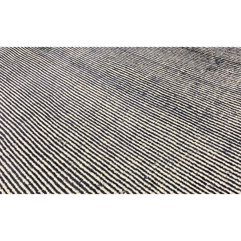 Tapis bleu marine et bleu de haute qualité noué à la main