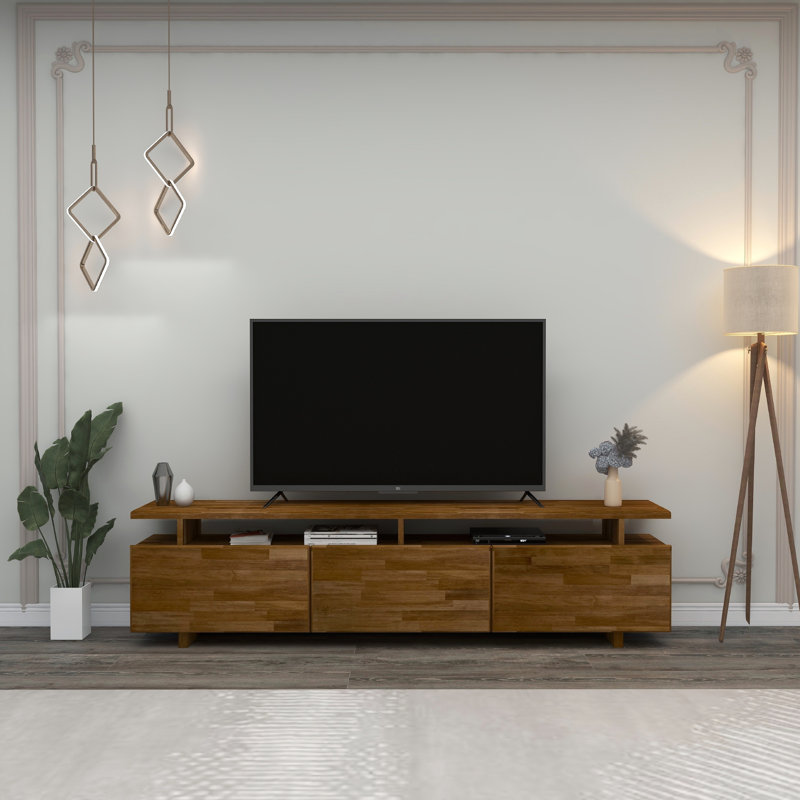 TV Stand for TVs up to 76" Solid Wood Houa, Walnut
