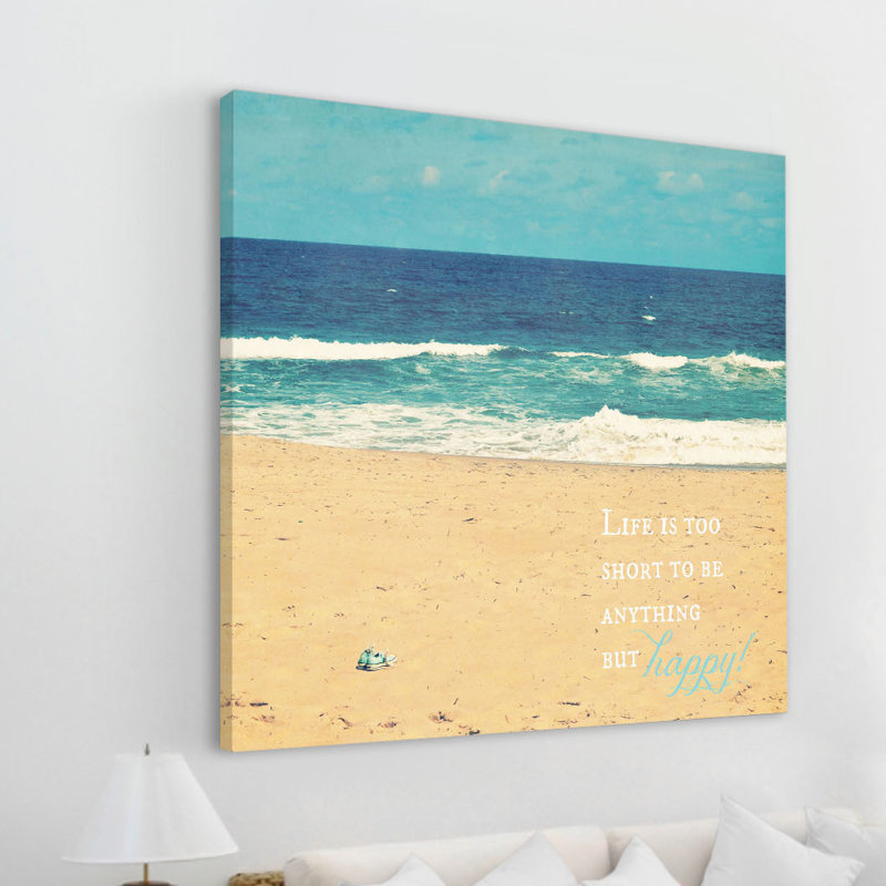 Reproduction d’art sur toile tendue "life is too short" par robin, H 48 po x l 48 po x P 1,5 po