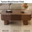 44'' Solid Wood Coffee Table With Storage Fluted Rectangle Coffee Table-1959801960