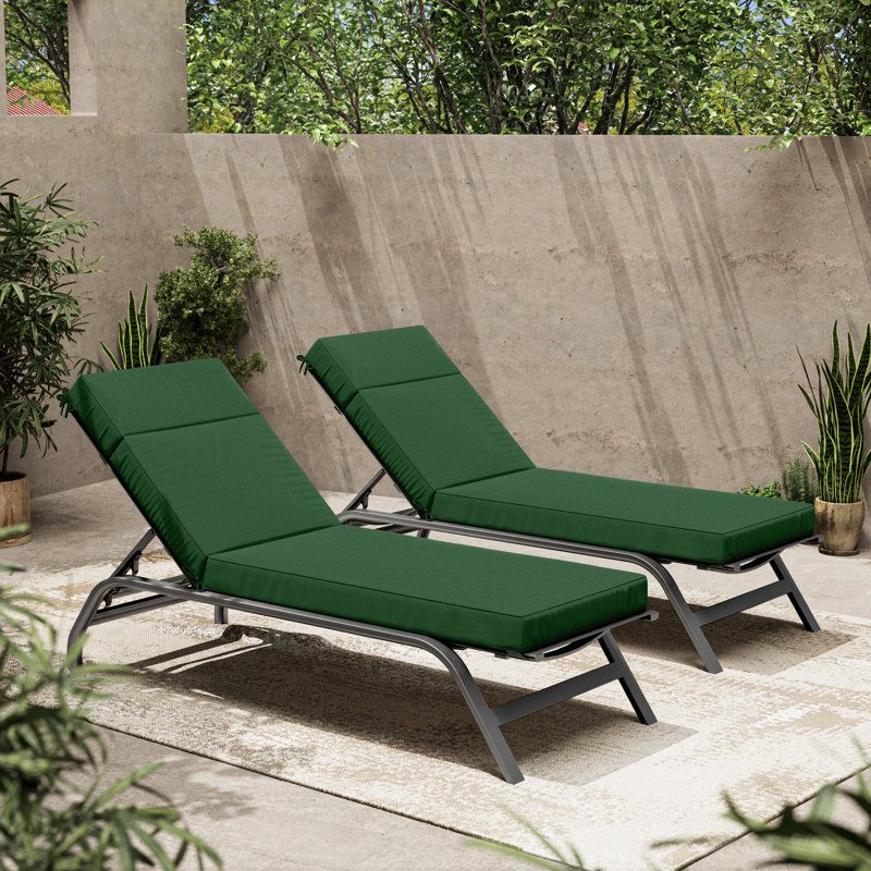Outdoor Chaise Lounge Cushion – Weather-Resistant, Reversible, Plush Comfort, 26" W x 80" D, Hunter Green