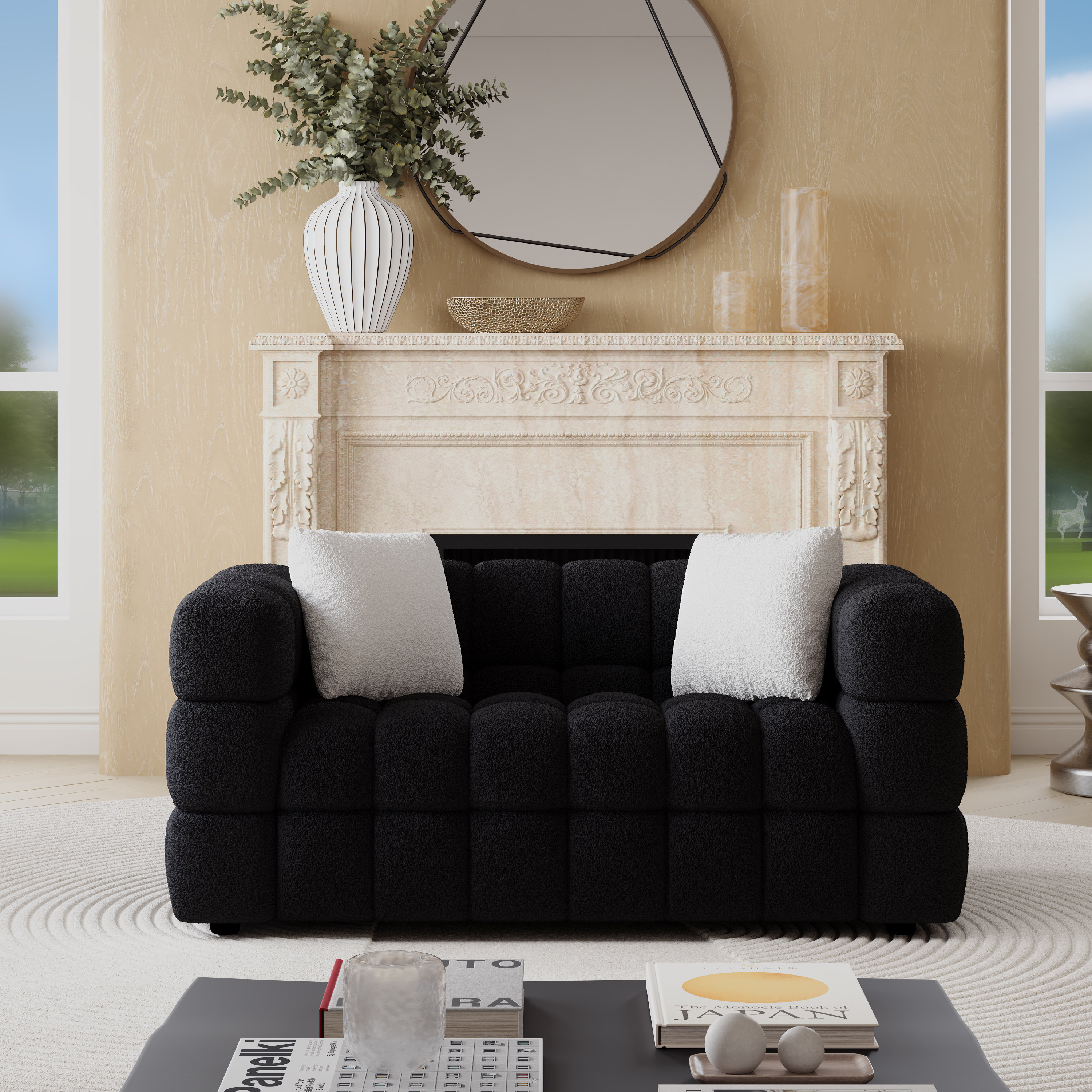 Monica 61'' Boucle Square Arm Loveseat