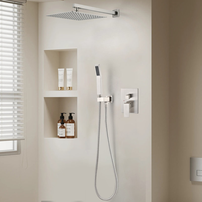 1-Spray Patterns 9.8 In. Wall Mount Dual Fixed And Handheld Shower Head With 1.8 GPM In Brushed Nickel