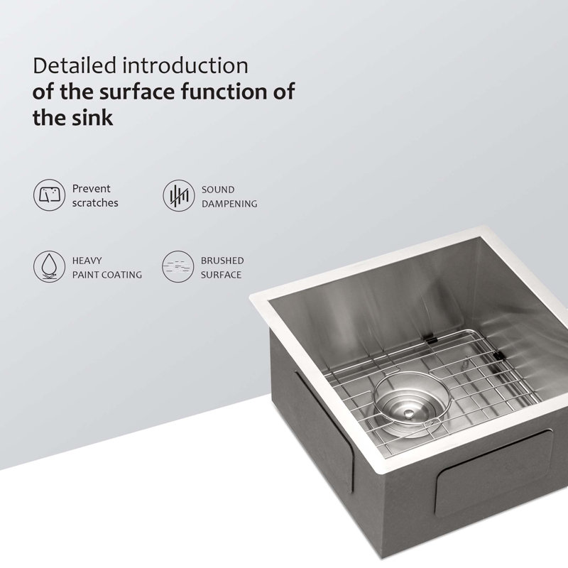 13 Inch Undermount Sink - 13"x15"x9" Undermount Stainless Steel Kitchen Sink 16 Gauge 9 Inch Deep Single Bowl Kitchen Sink Basin