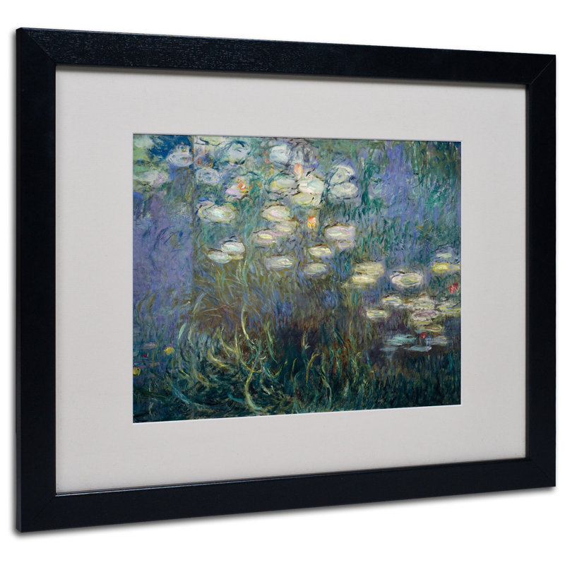 Claude Monet Water Lilies Framed Canvas Art in Black Frame