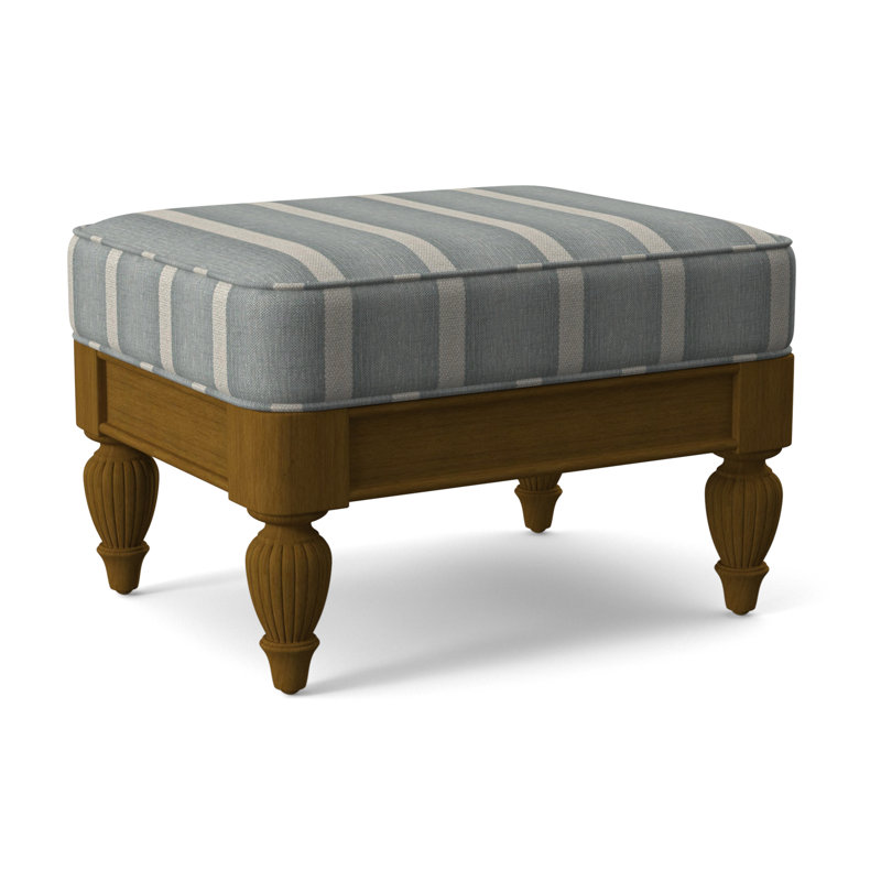Grand View Ottoman, Light Blue and White Stripe; 0256-54, Havana Finish