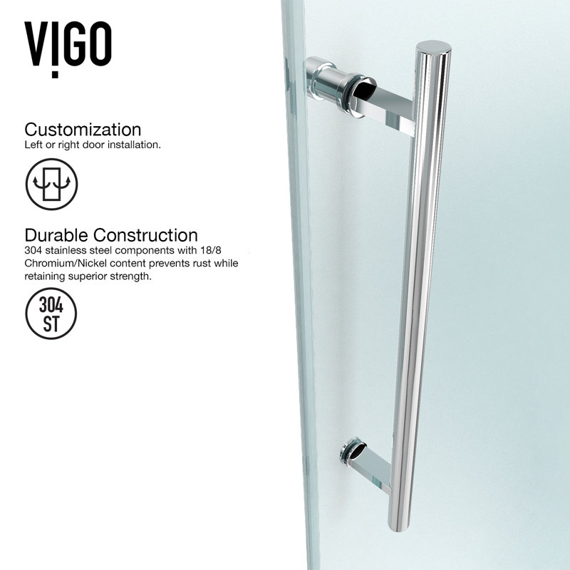 Winslow 46.5 in. W x 74 in. H Frameless Sliding Rectangle Shower Enclosure, Chrome