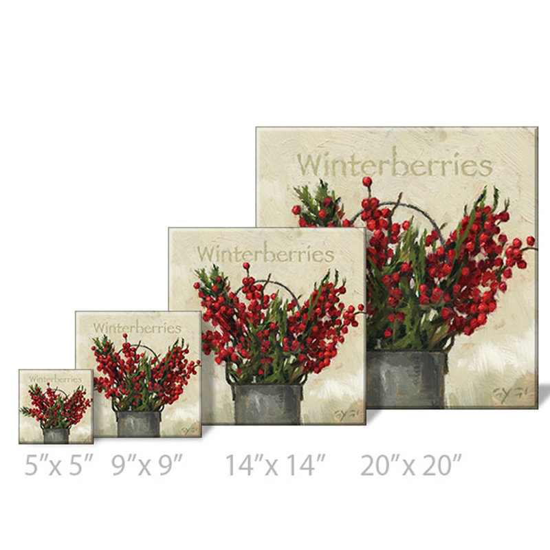 Giclée de Winterberries, art mural, H 9 po x l 9 po x P 1 po