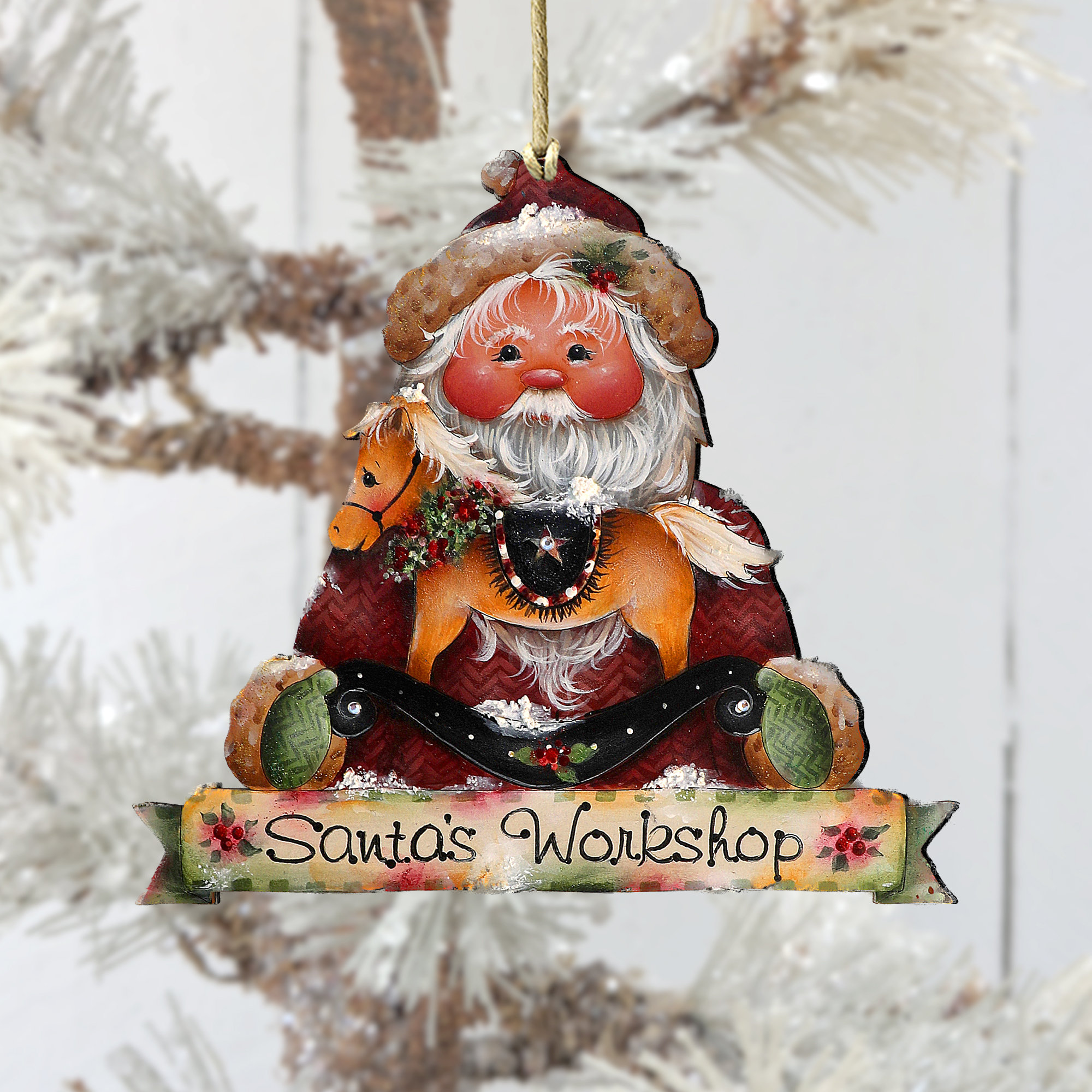 Designocracy Santa's Workshop Wooden Ornament by J. Mills-Price