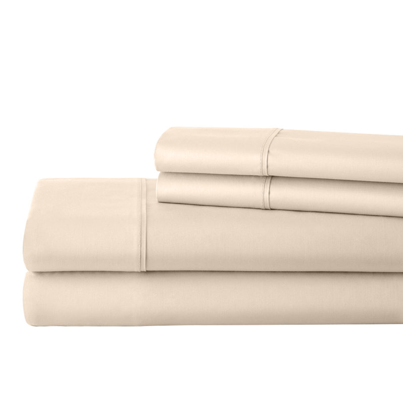 Ensemble de draps 100% coton égyptien 400 fils Threadmill, Ensemble de draps pour lit double avec 2 taies d'o, Gris foncé