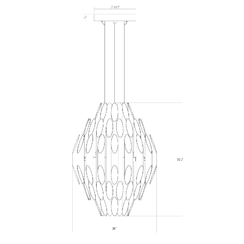 Chimes 90 - Light LED Chandelier, Satin Brass