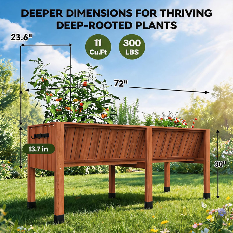 Wood Raised Garden Bed, Brown