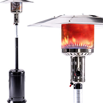 Chauffe-terrasse extérieur au propane 47 000 avec roulettes, chauffe-eau au gaz de 88 pouces, brûleur en acier inoxydable, pour usage résidentiel - extérieur noir et commercial