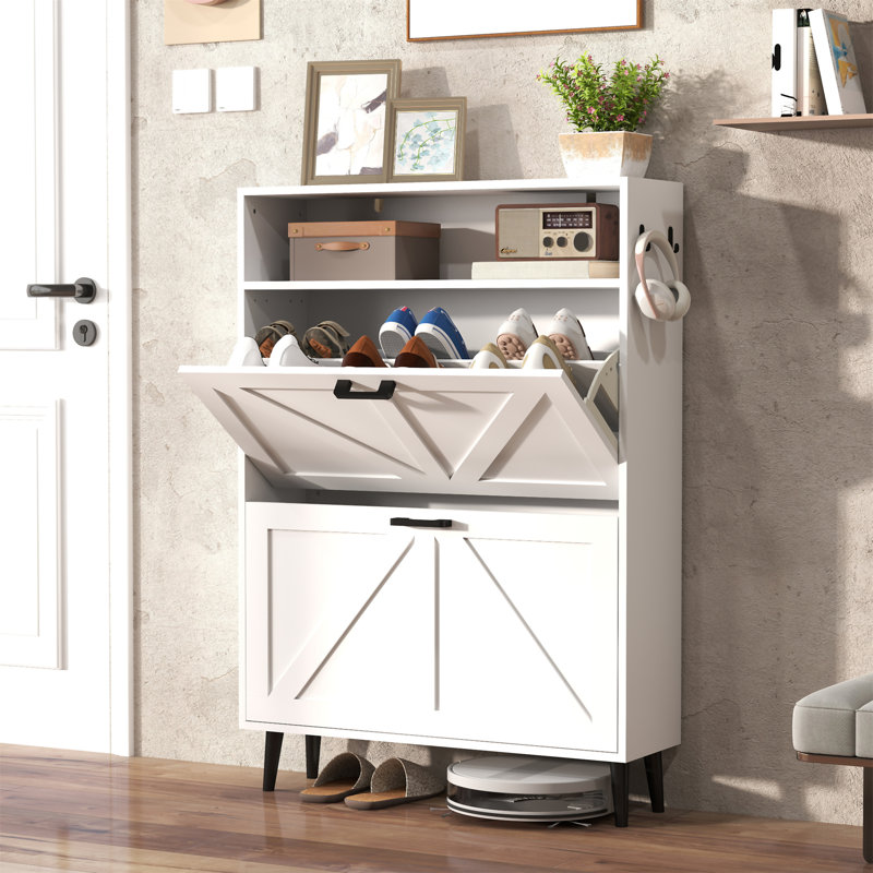 Armoire de rangement pour chaussures Farmhouse, Blanc