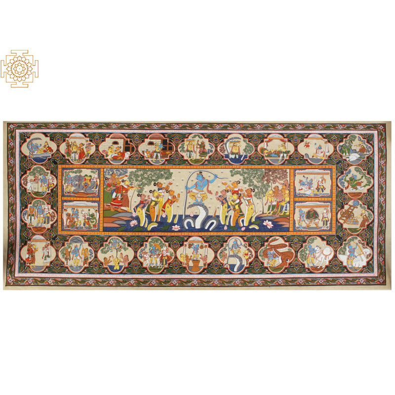 Kalinga Krishna à l'intérieur de Krishna Leela | Peinture de Patta | Odisha Art