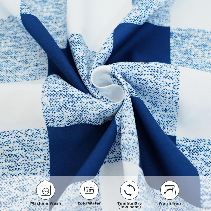 Paire de rideaux semi-transparents 2 panneaux Chionne, L 52 po x L 84 po, Bleu marine/blanc