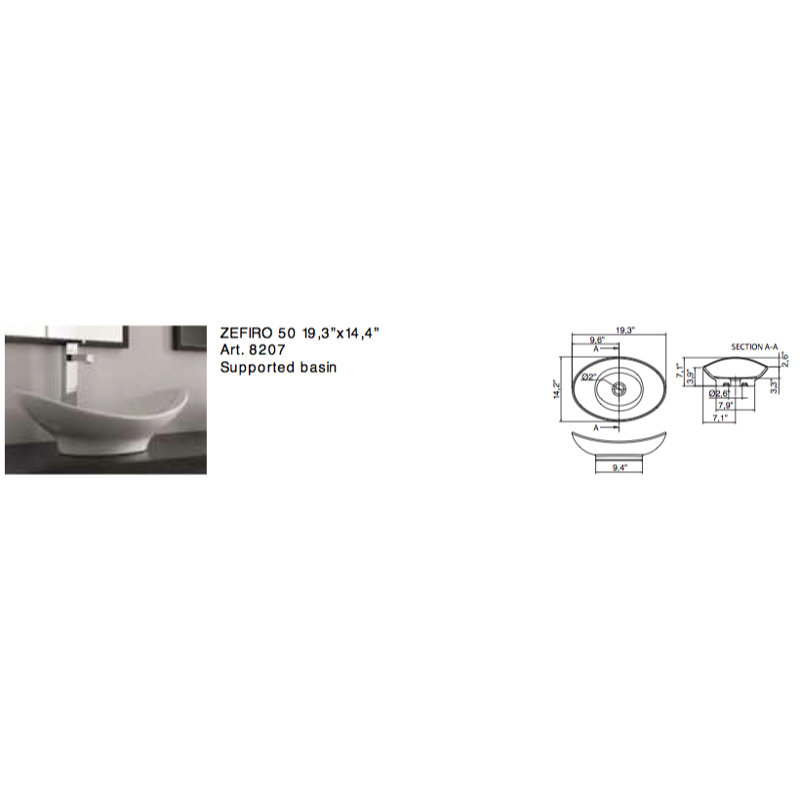 Scarabeo By Nameeks Zefiro 14.2'' White Vitreous China Oval Bathroom Sink