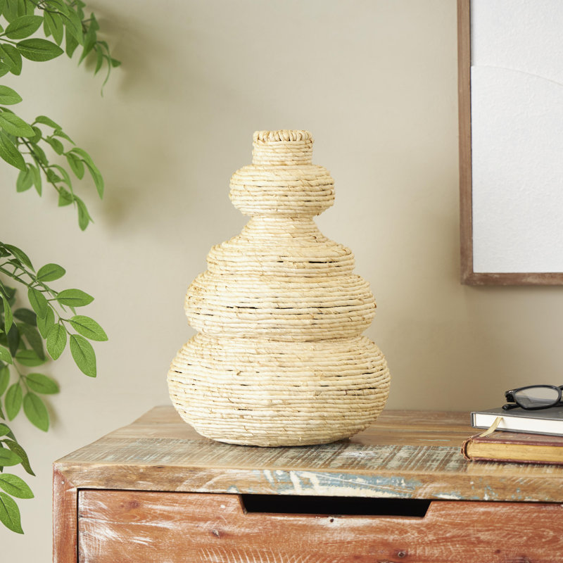 Vase de table en rotin Verano, Beige