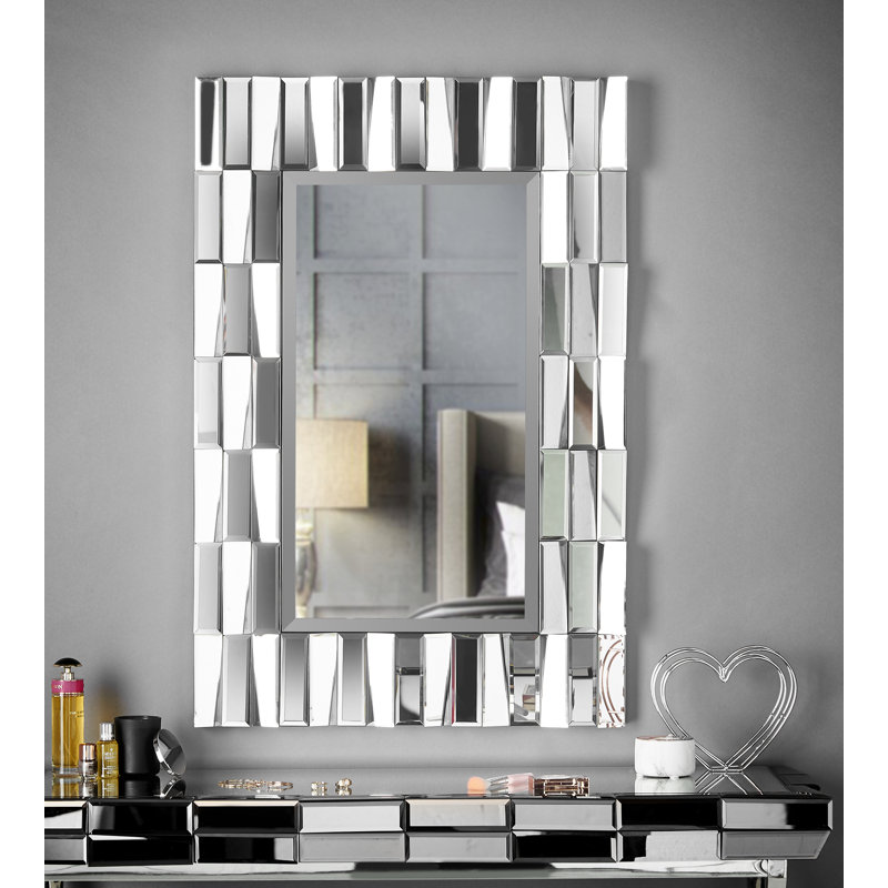 Jennette Glass Wall Mirror, Grey/Silver