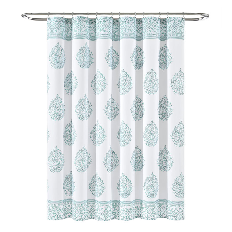 Rideau de douche simple à motif floral, Bleu