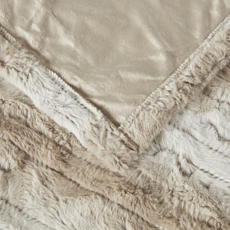 Jeté en fausse fourrure surdimensionné Beautyrest Zuri, Imprimé animal sable