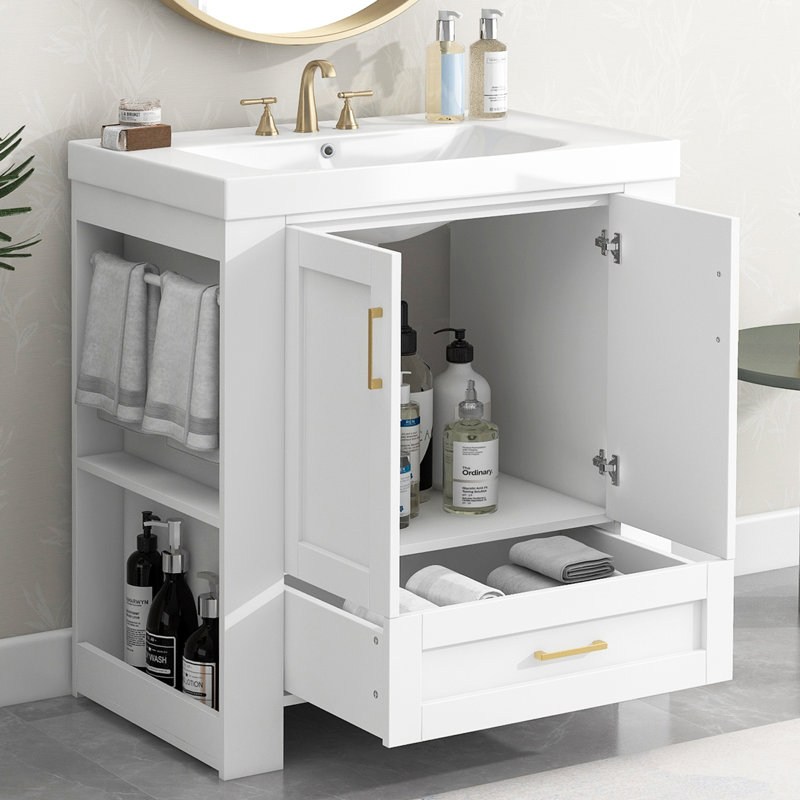 Meuble-lavabo simple 30 po avec plateau en résine Savelie