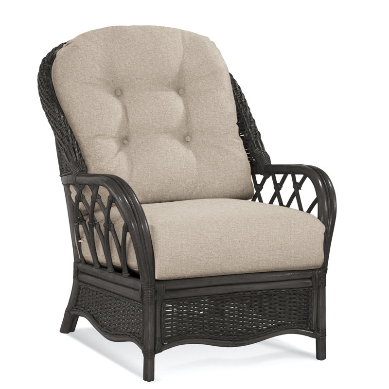 Chaise avec accoudoirs en rotin Everglade, Performance Crypton coquille d'œuf; 0884-93, Noir antique