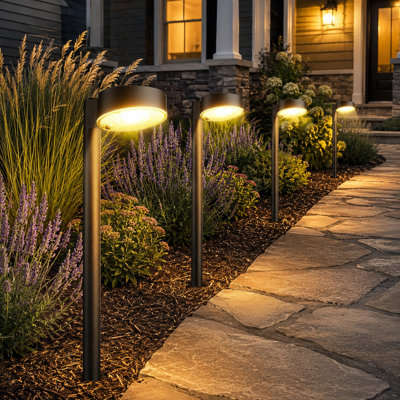 8-Pack Modern Solar Pathway Lights with 12 Brighter LEDs, Waterproof Outdoor Lighting with Up to 12 Hours of Runtime for Yard, Garden, Walkway, Driveway and Lawn, Warm White