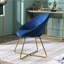 Élégante chaise rembourrée en velours bleu avec base et finition dorées-1863811793