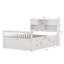 Structure de lit plateforme double pleine grandeur avec bibliothèques de rangement et tablettes, quatre tiroirs-112939140